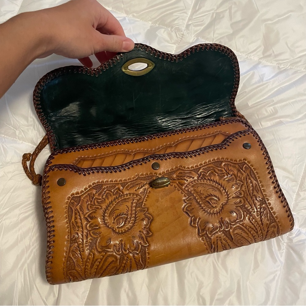 Vintage Tooled Leather Handbag - Picture 3 of 7